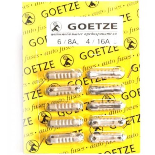 Предохранитель цилиндр. керамический 8А-7 шт, 16А-3 шт (10шт) "GOETZE"